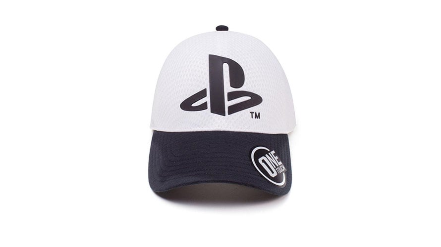 White Playstation Logo Seamless Curved Bill Cap 