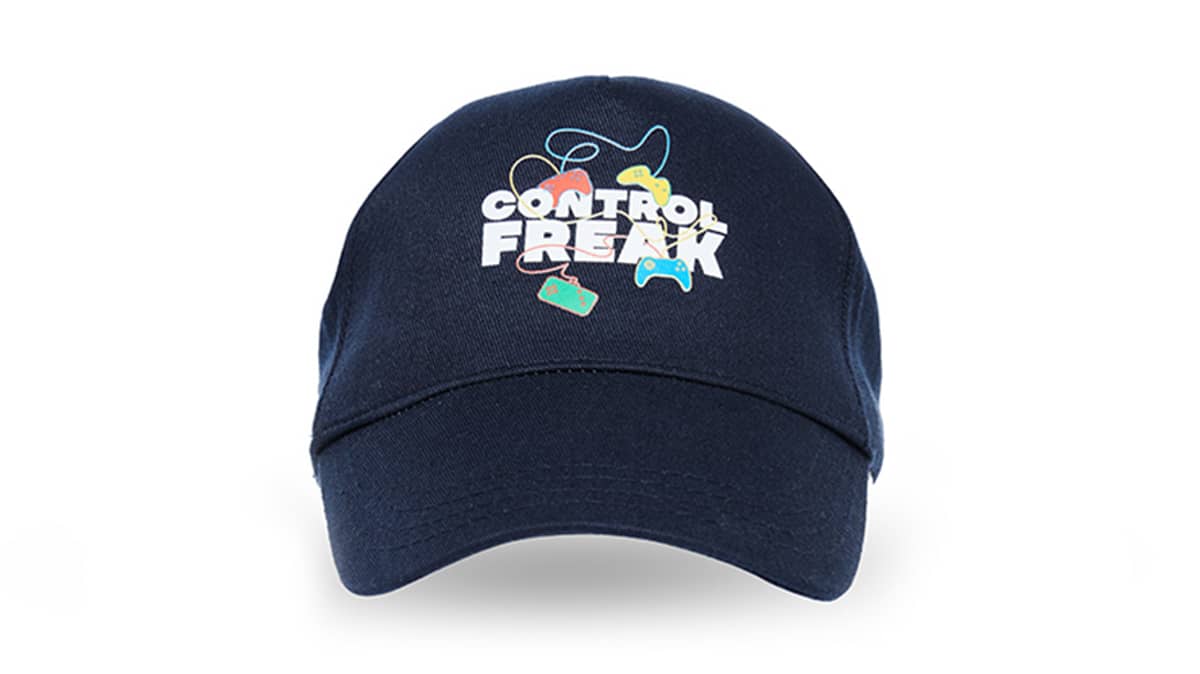 buy control-freak-printed-pure-cotton-curved-peak-cap-one-size-navy