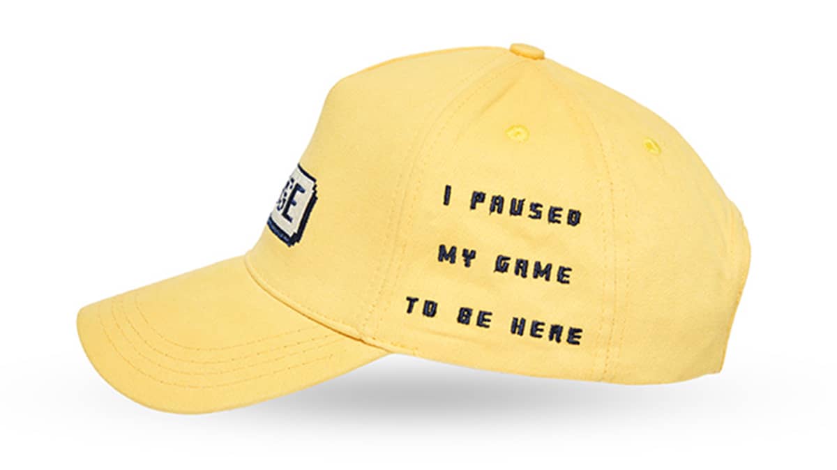 buy pause-knitted-logo-pure-cotton-curved-peak-cap-yellow