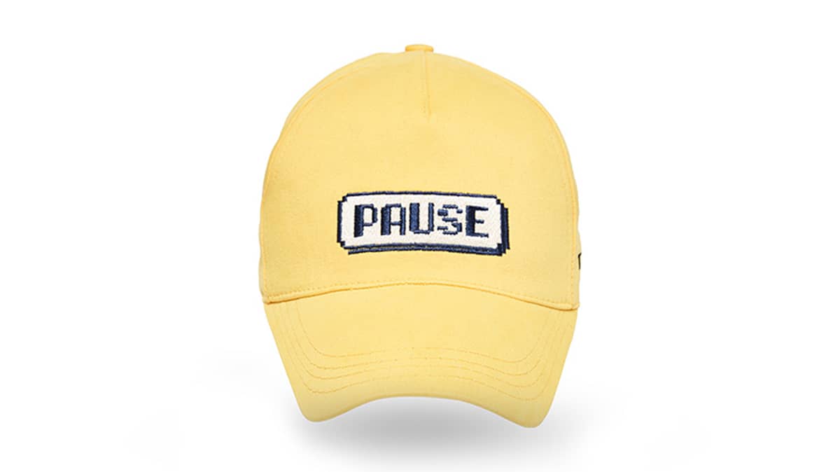 buy pause-knitted-logo-pure-cotton-curved-peak-cap-yellow