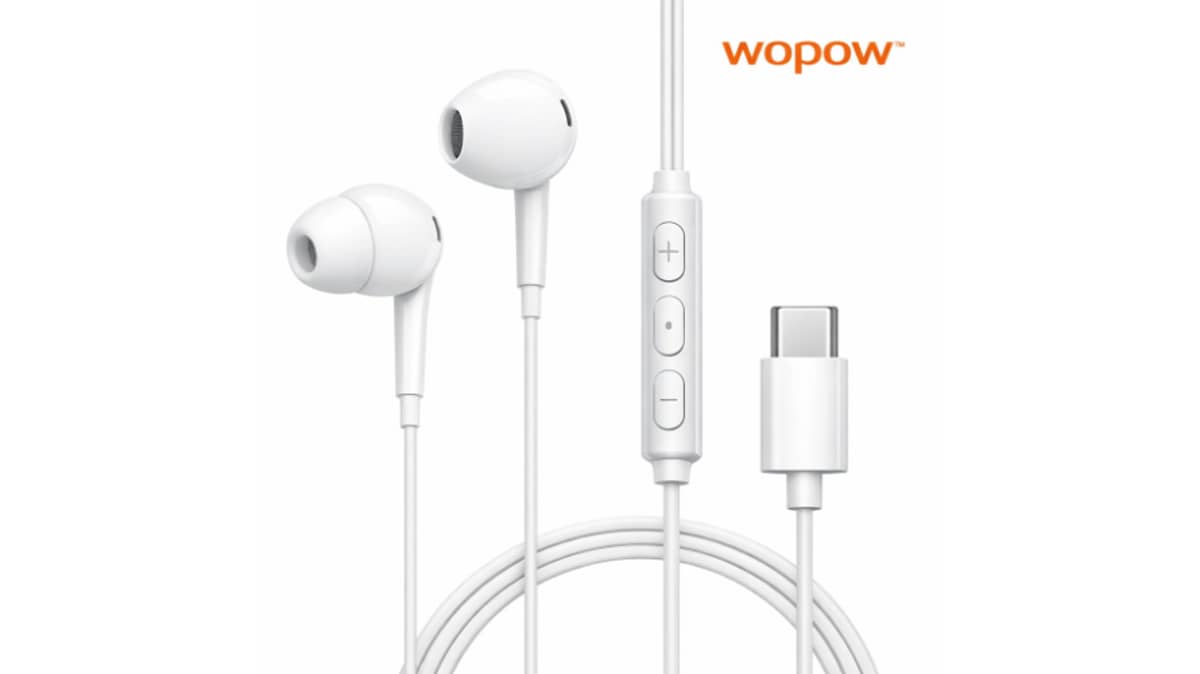 شتر wopow-wired-usbc-in-ear-earphones-white