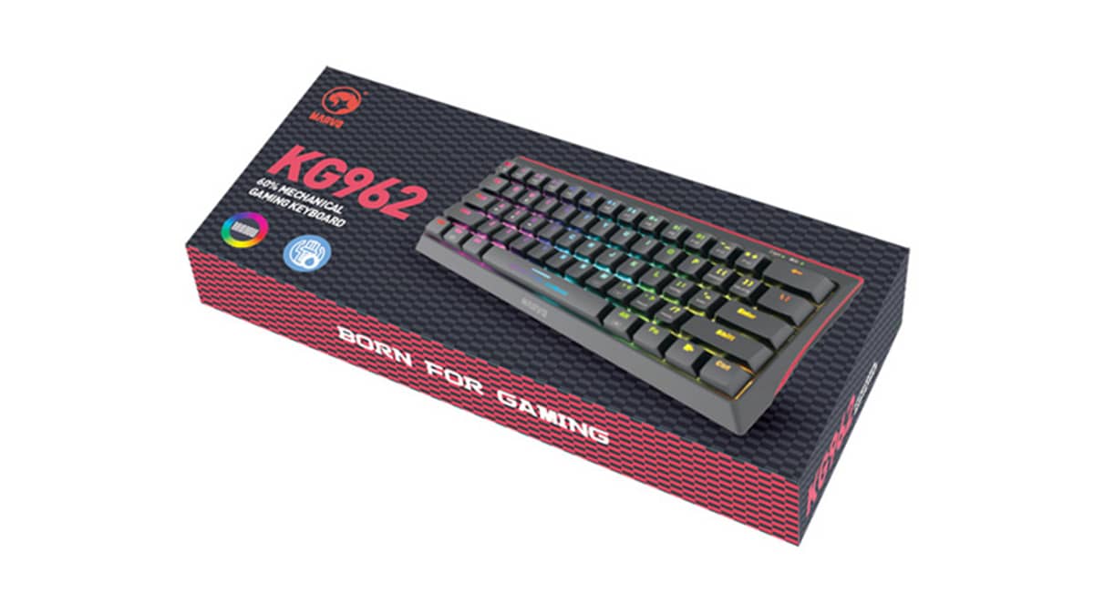 شتر marvo-kg962-gaming-mechanical-keyboard-61-keys-red-switches-black