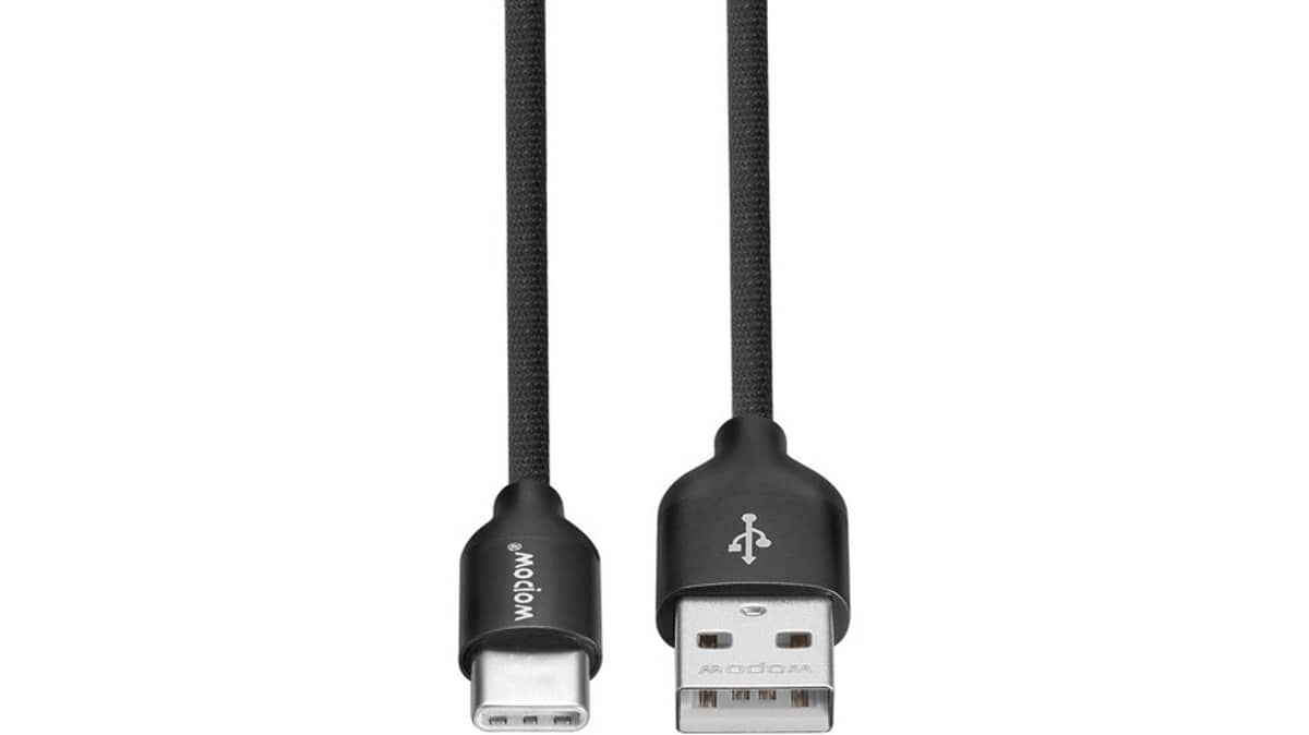 شتر wopow-lt30-typec-fabric-charging-cable-2-meter-black