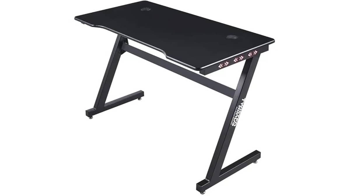 شتر twisted-minds-ergonomic-z-shaped-rgb-gaming-desk-black