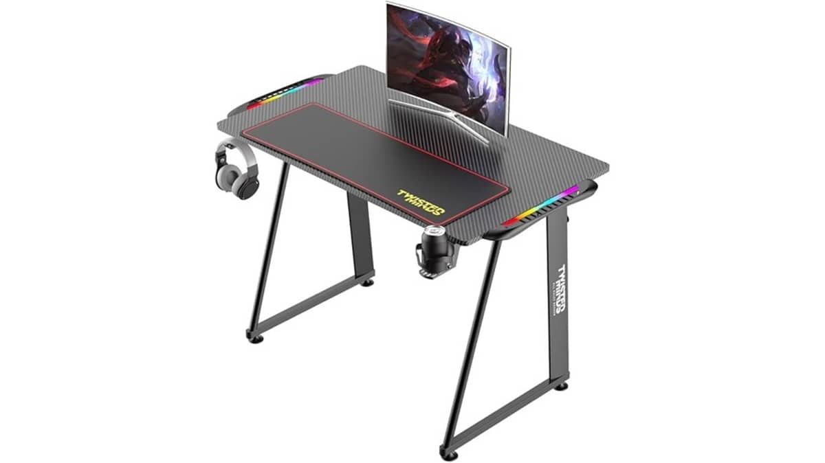 buy twisted-minds-carbon-fiber-texture-a-shaped-gaming-desk-black