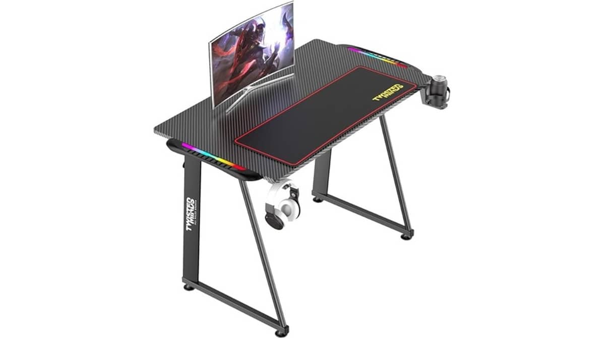 buy twisted-minds-carbon-fiber-texture-a-shaped-gaming-desk-black
