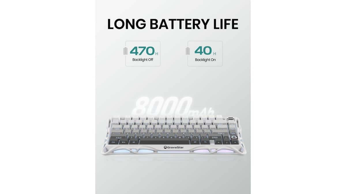 شتر gravastar-mercury-k1-mechanical-gaming-keyboard-gradient-white