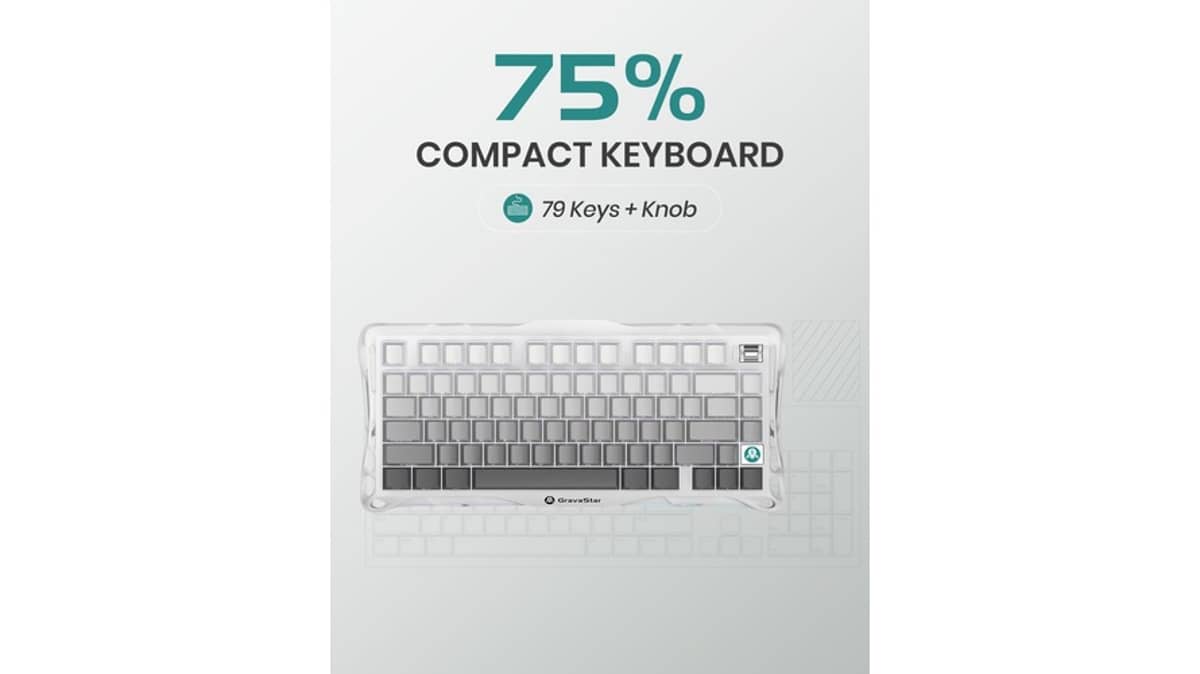 شتر gravastar-mercury-k1-mechanical-gaming-keyboard-gradient-white
