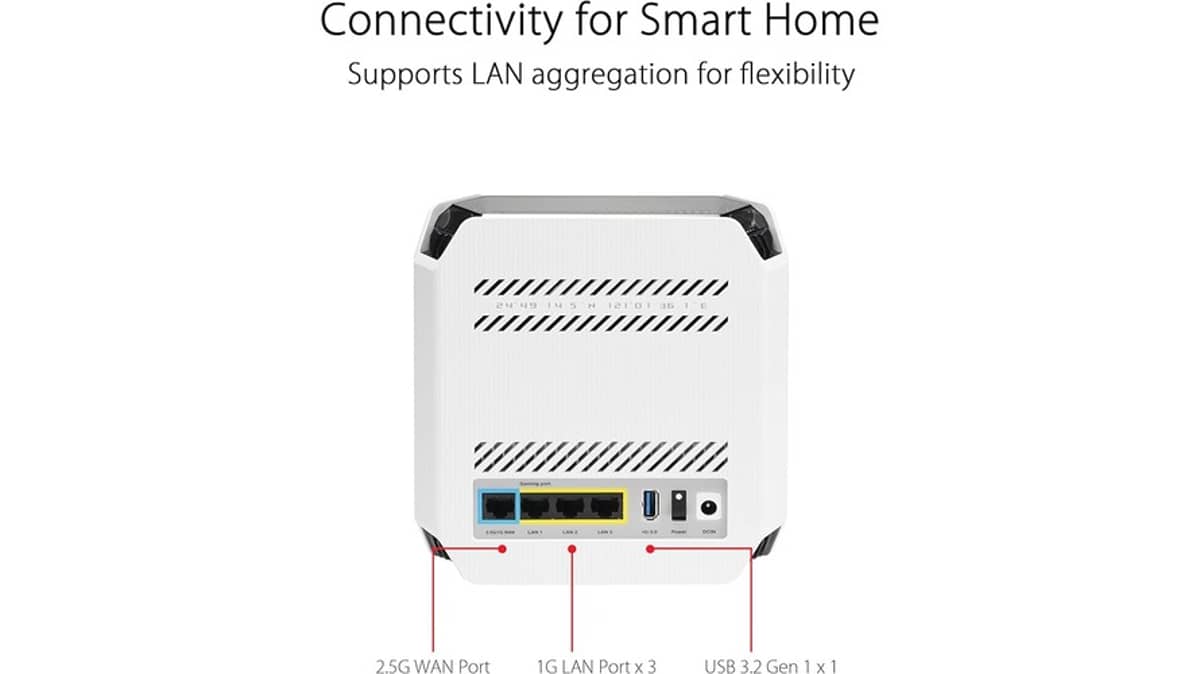 شتر asus-rog-rapture-gt6-ax10000-wifi-6-mesh-system-4g5g-router-replacement-or-smart-antenna-or-5800-sq-ft-coverage-or-game-acceleration-or-security-or-25g-port-or-1-pack-white