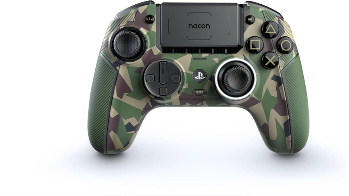 شتر nacon-revolution-5-pro-officially-licensed-playstation-wireless-gaming-controller-forest-camo