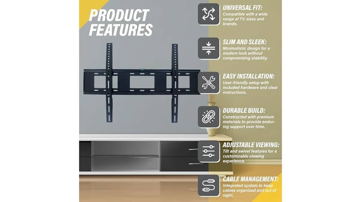 شتر wb-fixed-tv-wall-mount-bracket-55-to-100-inch-flat-screen-led-and-lcd-tv