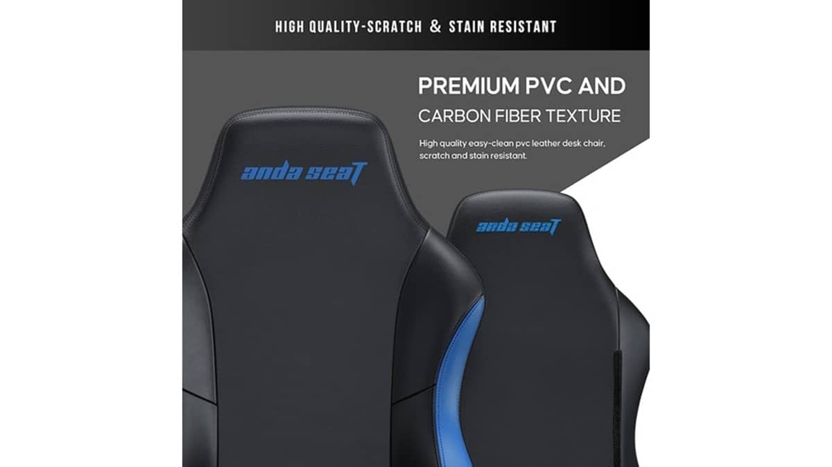 شتر andaseat-luna-pvc-gaming-chair-l-black-and-blue