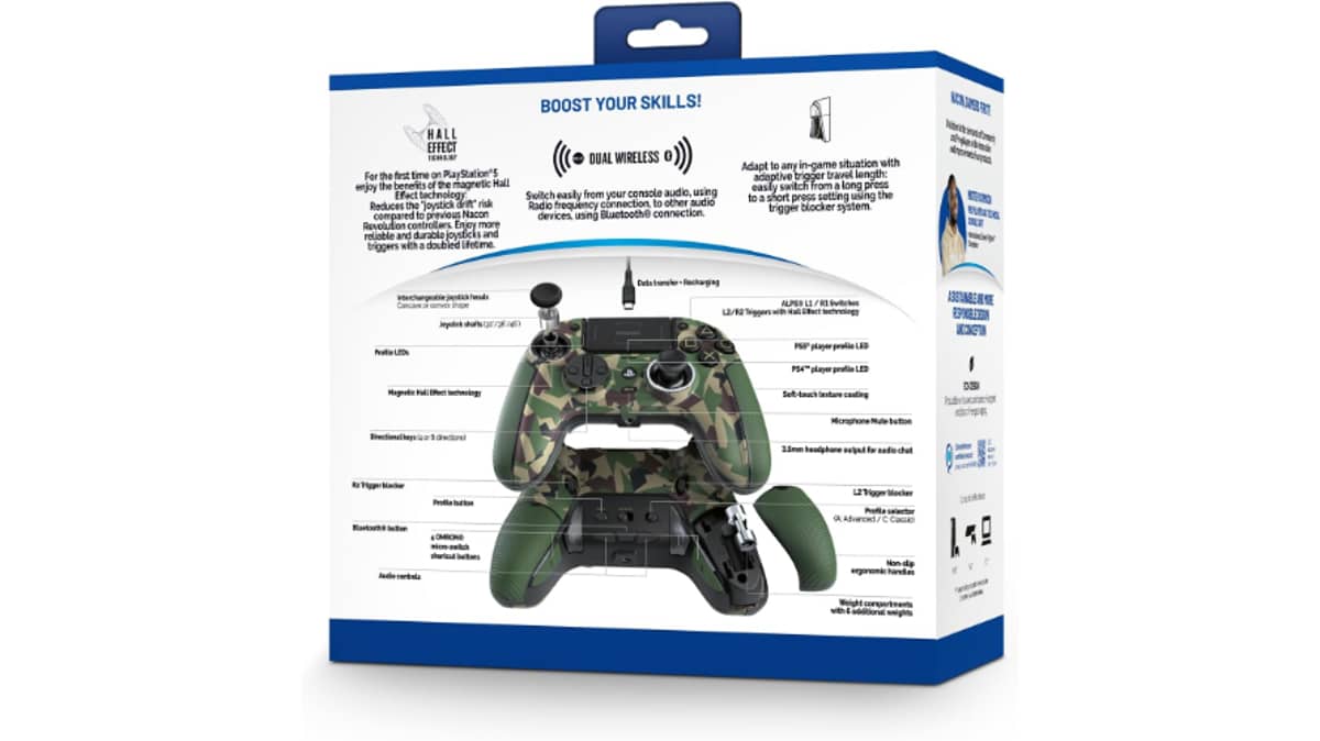 شتر nacon-revolution-5-pro-officially-licensed-playstation-wireless-gaming-controller-forest-camo