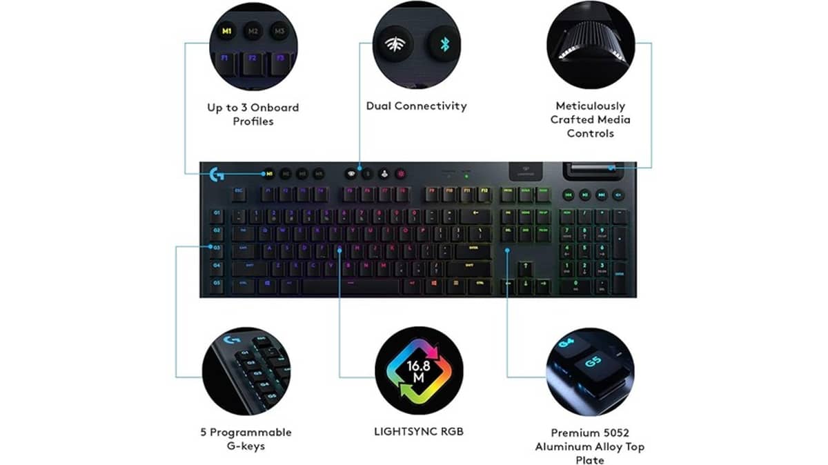شتر logitech-g915-lightspeed-rgb-mechanical-gaming-keyboard-black
