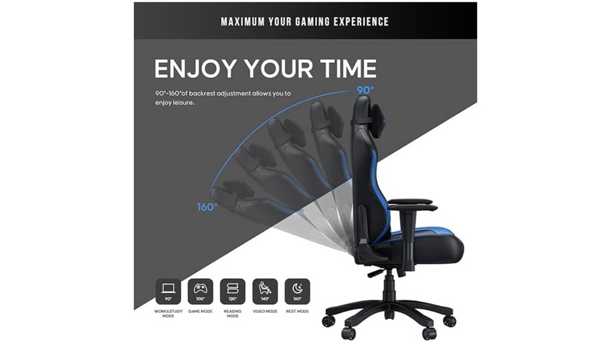 شتر andaseat-luna-pvc-gaming-chair-l-black-and-blue
