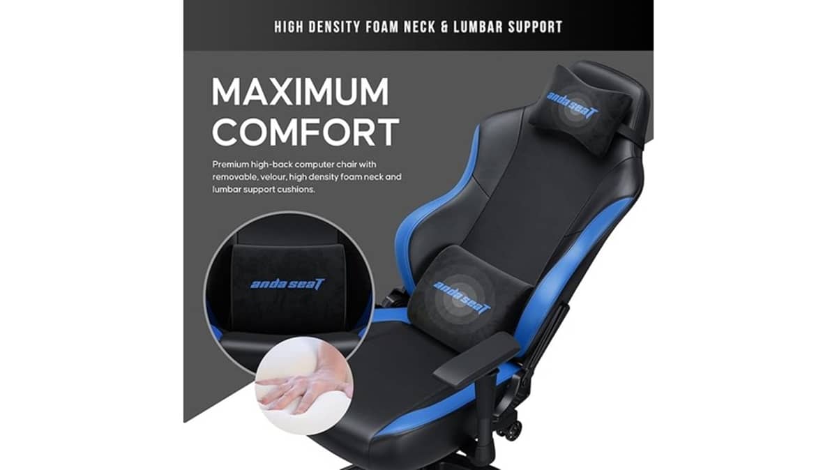 شتر andaseat-luna-pvc-gaming-chair-l-black-and-blue