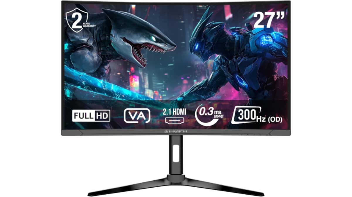 شتر sharx-gaming-monitor-27-inch-od-300hz-refresh-rate-curved-va