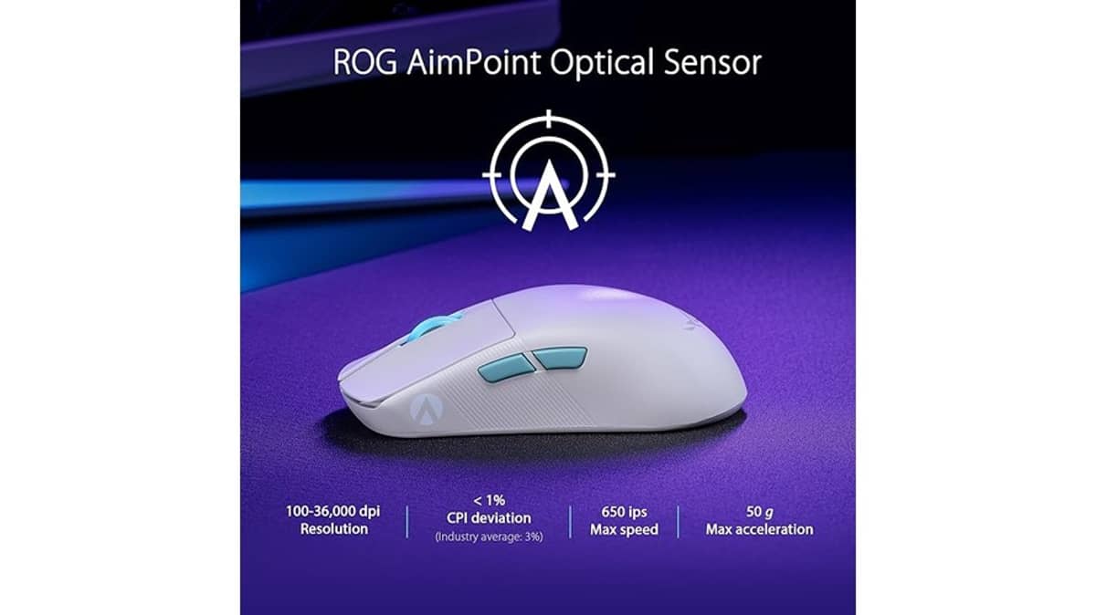 شتر asus-rog-harpe-ace-aim-lab-edition-wireless-gaming-mouse-or-54-g-lightweight-or-24ghz-rf-or-bluetooth-or-36k-dpi-sensor-or-5-buttons-or-rog-speednova-or-rog-omni-receiver-or-white
