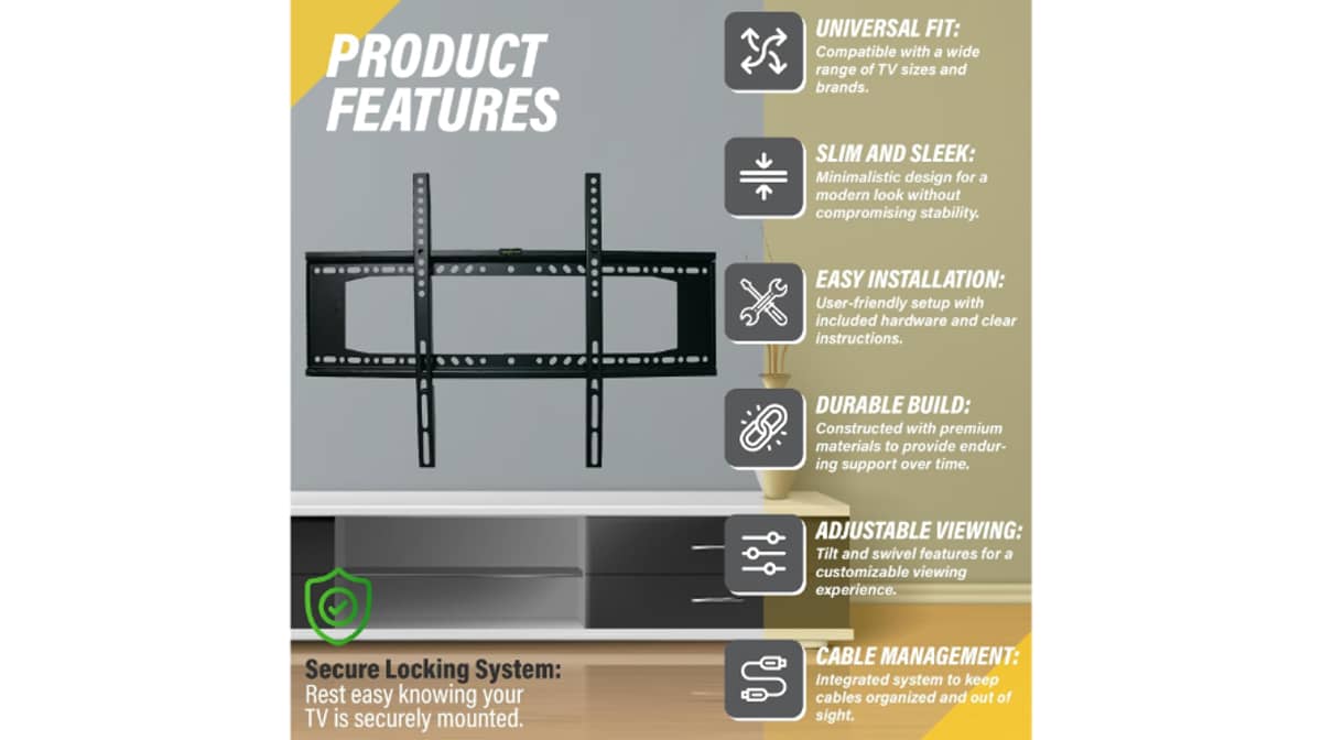 شتر wb-tv-wall-mount-37-80-inches-fixed-black