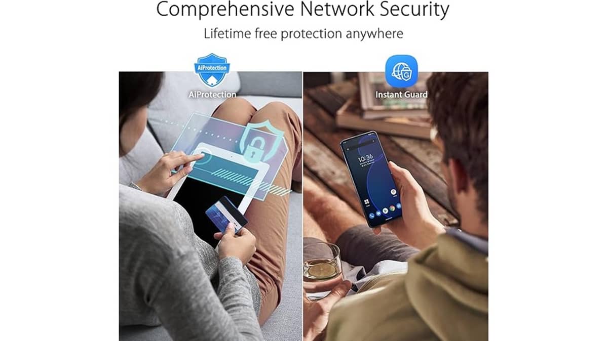 شتر asus-rog-rapture-gt6-ax10000-wifi-6-mesh-system-4g5g-router-replacement-or-smart-antenna-or-5800-sq-ft-coverage-or-game-acceleration-or-security-or-25g-port-or-1-pack-white