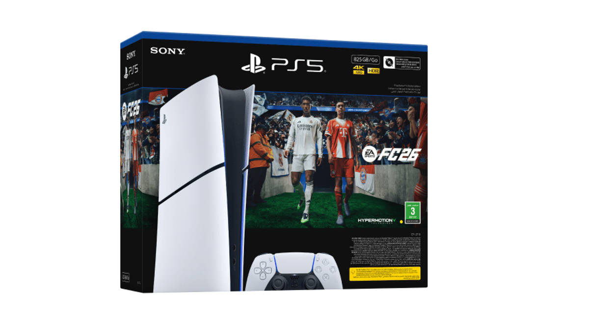 شتر playstation-5-digital-console-825gb-with-ea-sports-fc26-ps5-game-voucher