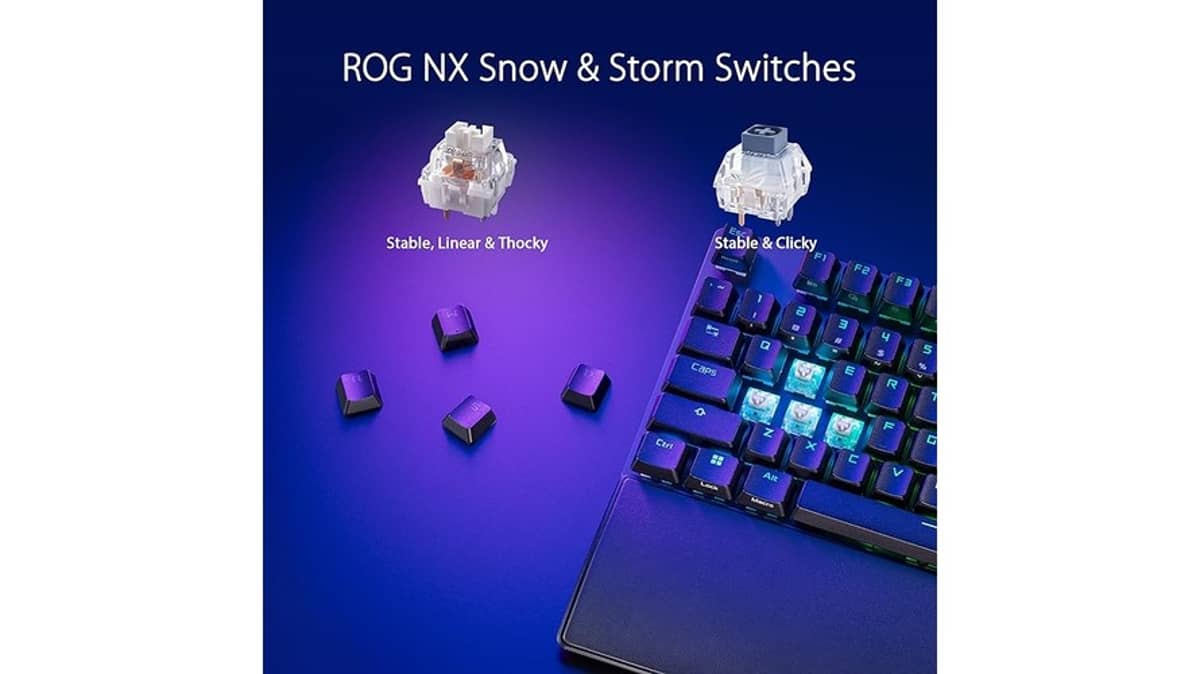 شتر asus-rog-strix-scope-ii-full-size-gaming-keyboard-or-dampening-foam-or-pre-lubed-rog-nx-snow-switches-or-pbt-keycaps-or-multi-function-controls-or-hotkeys-for-xbox-game-bar-and-recording-or-rgb-black-or-us-layout