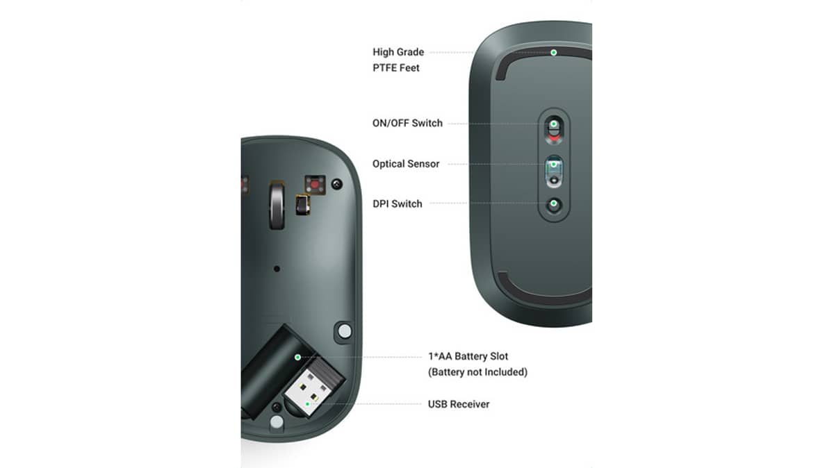 شتر ugreen-uslim-portable-wireless-mouse-gray