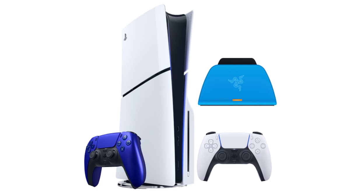 buy playstation-5-slim-bluray-disc-console-bundle-with-extra-dualsense-wireless-controller-and-free-razer-charging-stand-blue