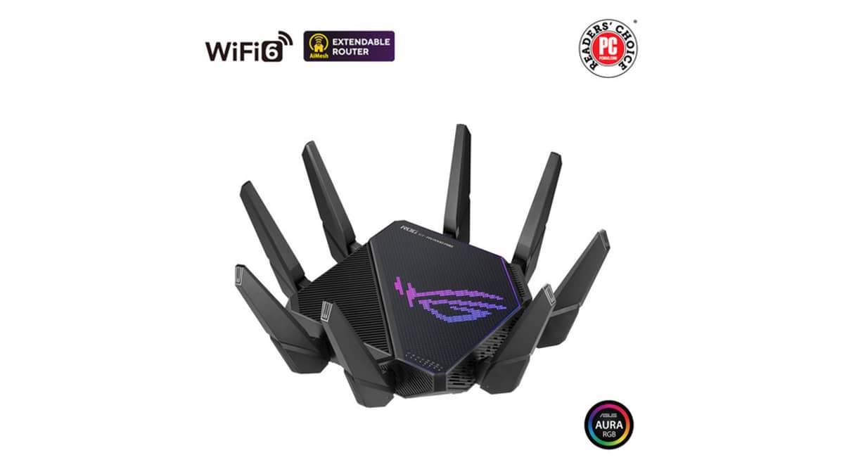 شتر asus-rog-rapture-gt-ax11000-pro-tri-band-wifi-6-extendable-gaming-router-10g-and-25g-ports-asus-rangeboost-plus-triple-level-game-acceleration-subscription-free-network-security-aimesh-compatibleor-black