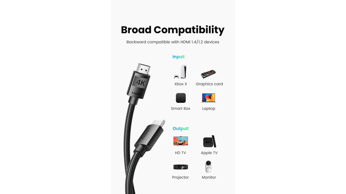 شتر ugreen-4khdmi-cable-male2male-braided-2m