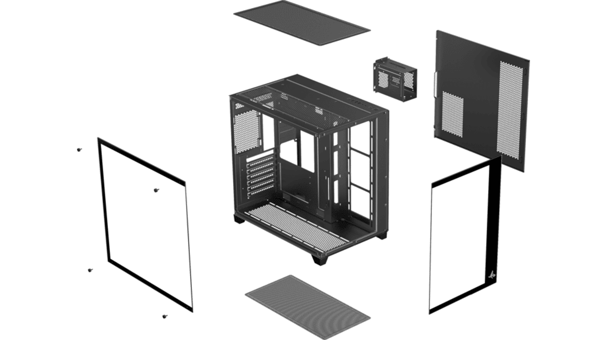 شتر sharx-profin-atx-mid-tower-gaming-pc-case-with-7x-120mm-pre-installed-argb-fans