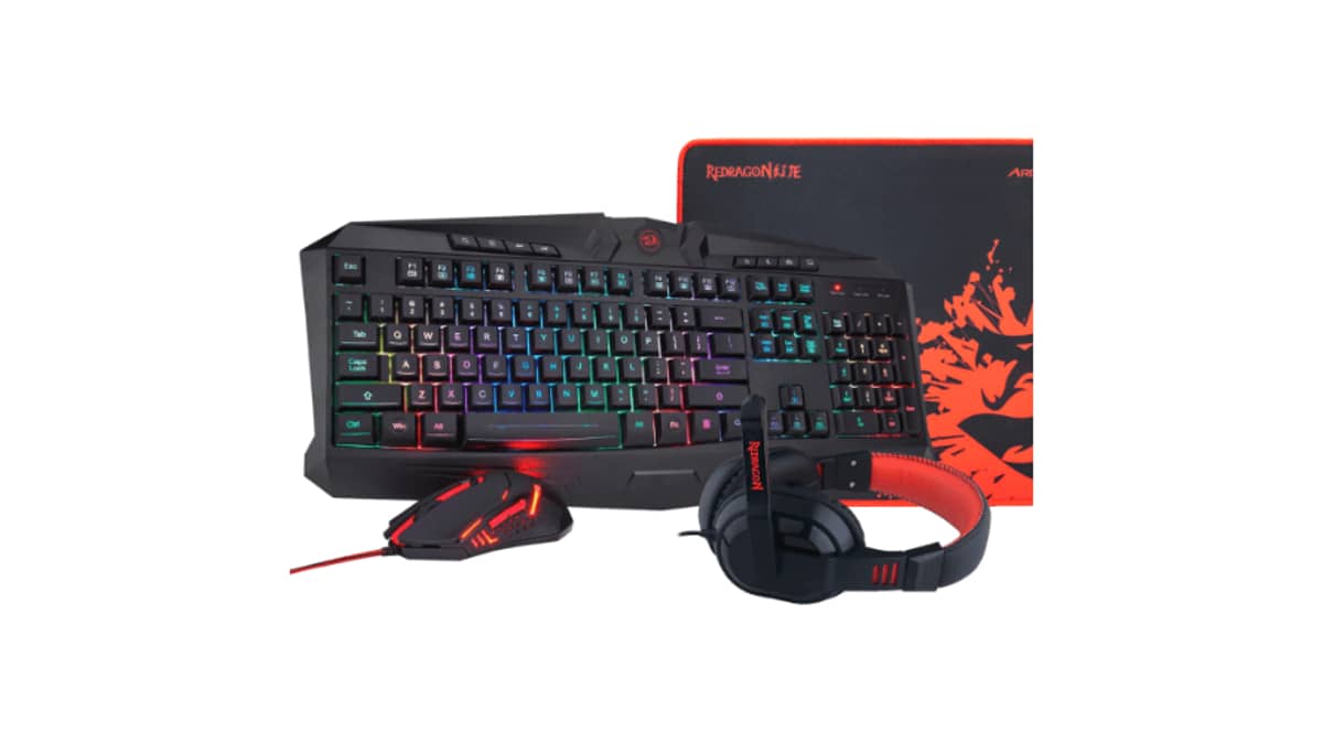 شتر redragon-4-in-1-wired-gaming-mouse-keyboard-headset-and-mousepad-combo-black