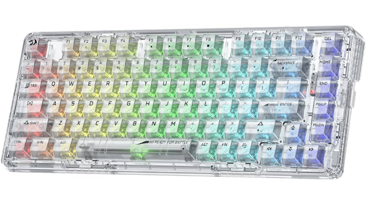 شتر redragon-pro-full-transparent-mechanical-wireless-gasket-rgb-gaming-keyboard-white-transparent