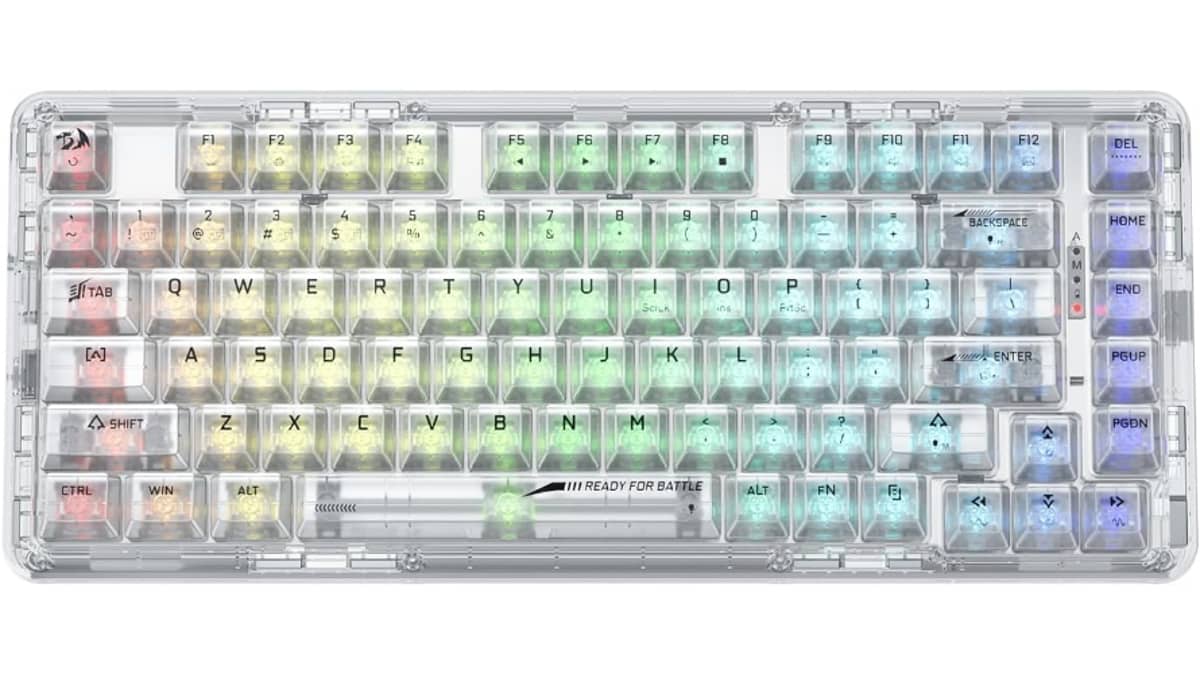 شتر redragon-pro-full-transparent-mechanical-wireless-gasket-rgb-gaming-keyboard-white-transparent
