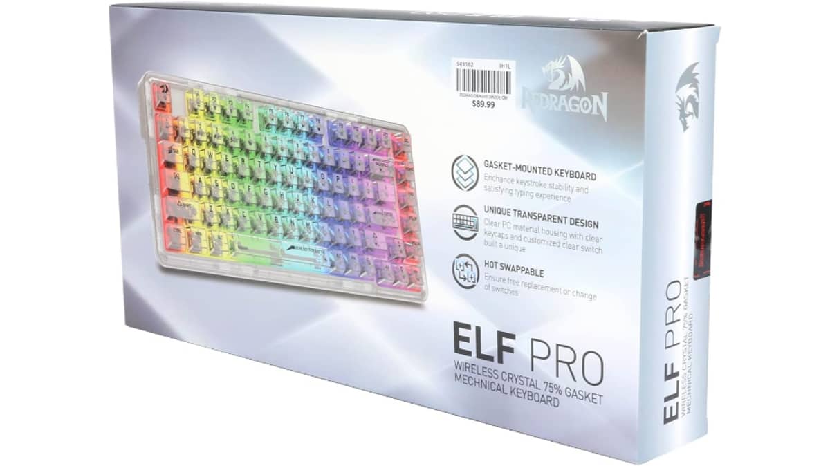 شتر redragon-pro-full-transparent-mechanical-wireless-gasket-rgb-gaming-keyboard-white-transparent