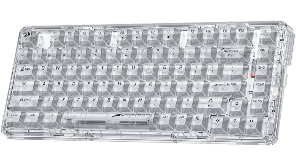 شتر redragon-pro-full-transparent-mechanical-wireless-gasket-rgb-gaming-keyboard-white-transparent