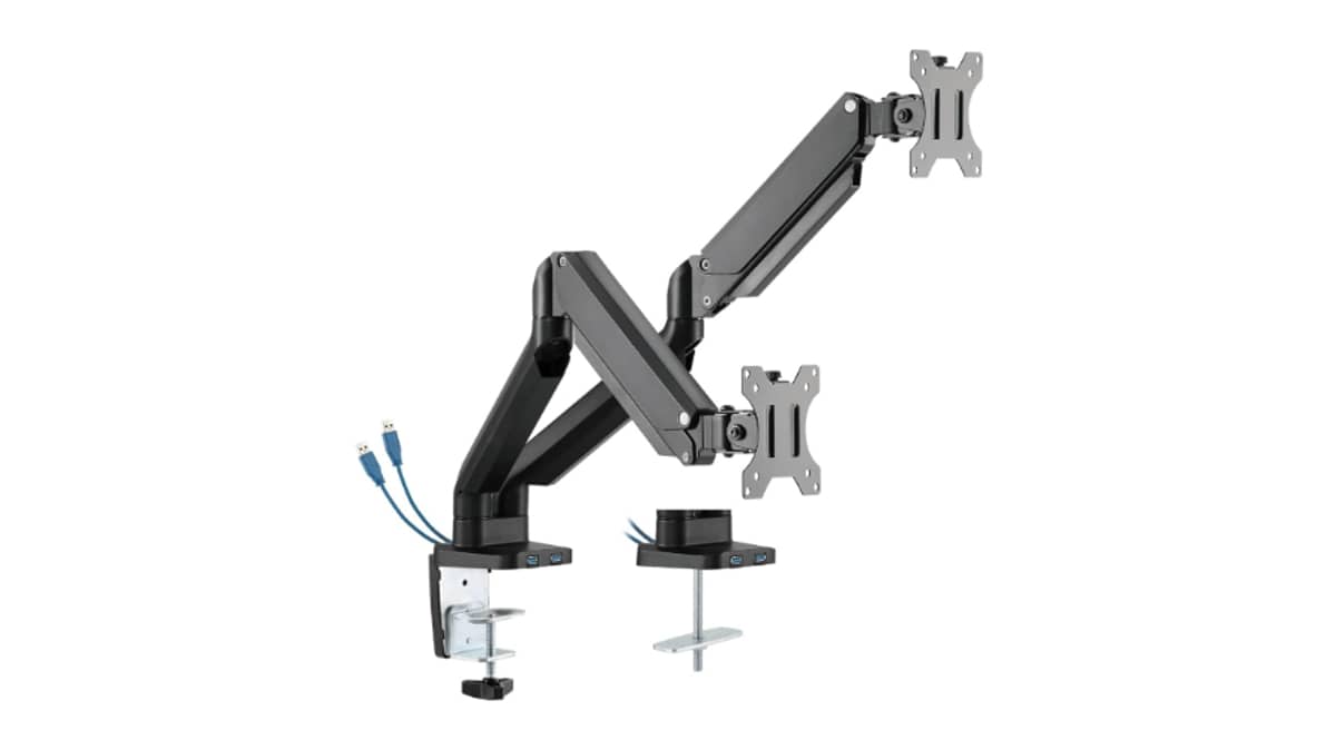 buy twisted-minds-fits-17-32-inch-minds-dual-monitor-aluminum-slim-mechanical-spring-usb-monitor-arm-black