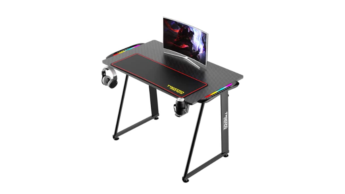 buy twisted-minds-carbon-fiber-texture-a-shaped-gaming-desk-black
