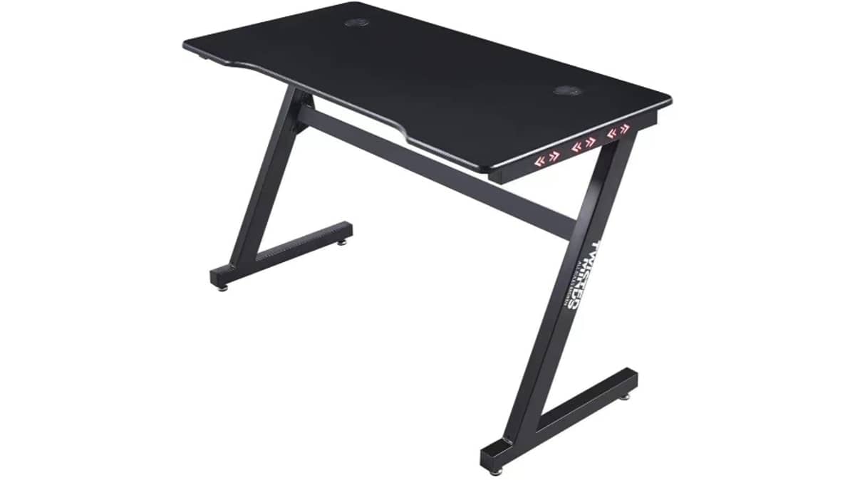 شتر twisted-minds-ergonomic-z-shaped-rgb-gaming-desk-black