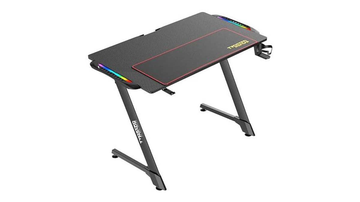 شتر twisted-minds-ergonomic-z-shaped-rgb-gaming-desk-black