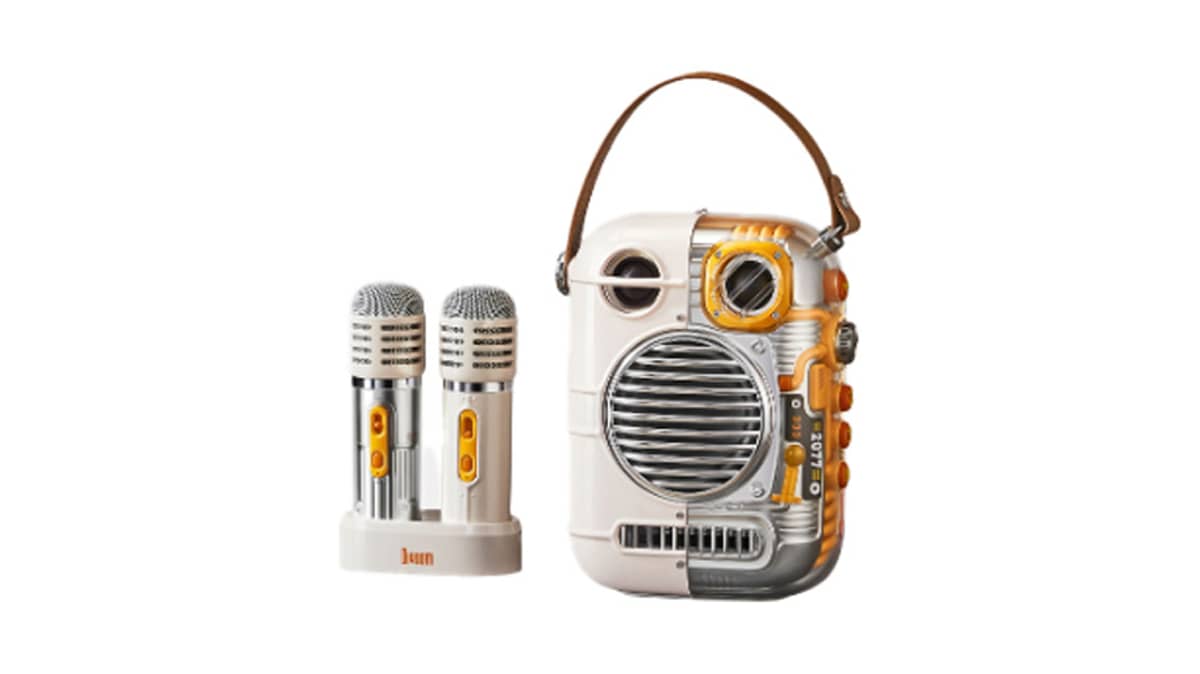 buy divoom-spark-pro-bluetooth-speaker-with-dual-karaoke-microphone-grey