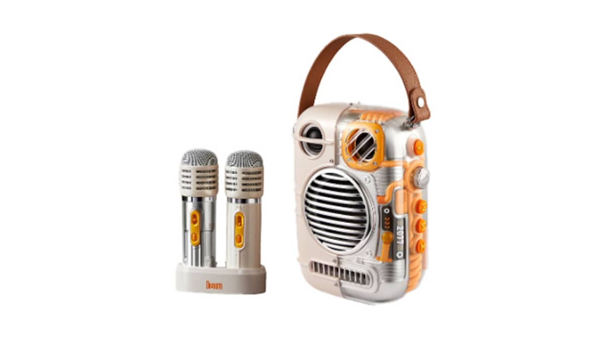 buy divoom-spark-pro-bluetooth-speaker-with-dual-karaoke-microphone-grey