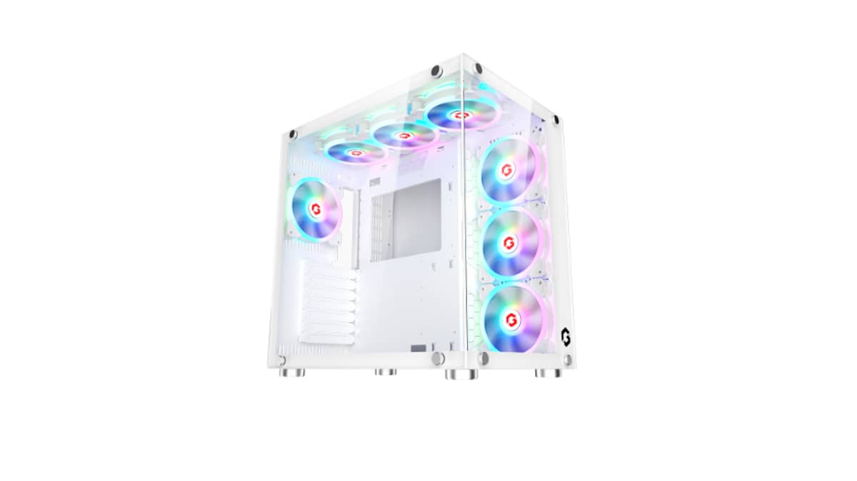 شتر gameon-emperor-midnight-ii-series-7-fan-mid-tower-argbpwm-lighting-gaming-case-white