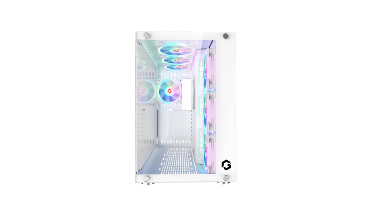 شتر gameon-emperor-midnight-ii-series-7-fan-mid-tower-argbpwm-lighting-gaming-case-white