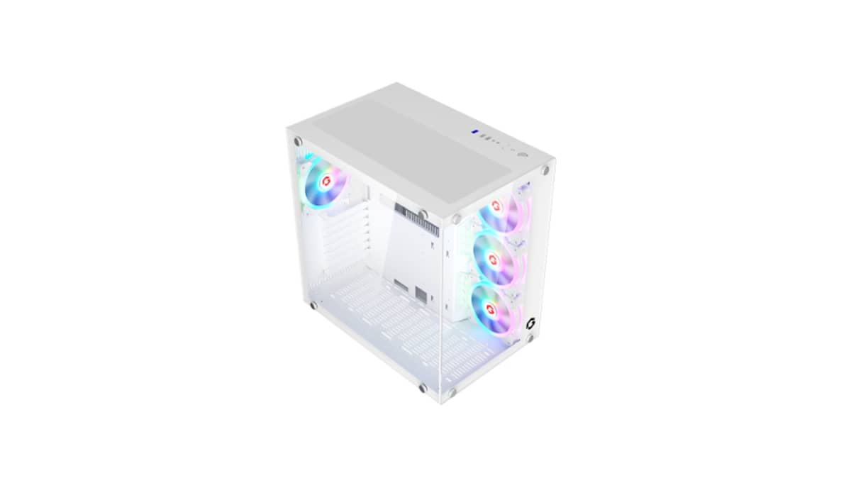 شتر gameon-emperor-midnight-ii-series-7-fan-mid-tower-argbpwm-lighting-gaming-case-white