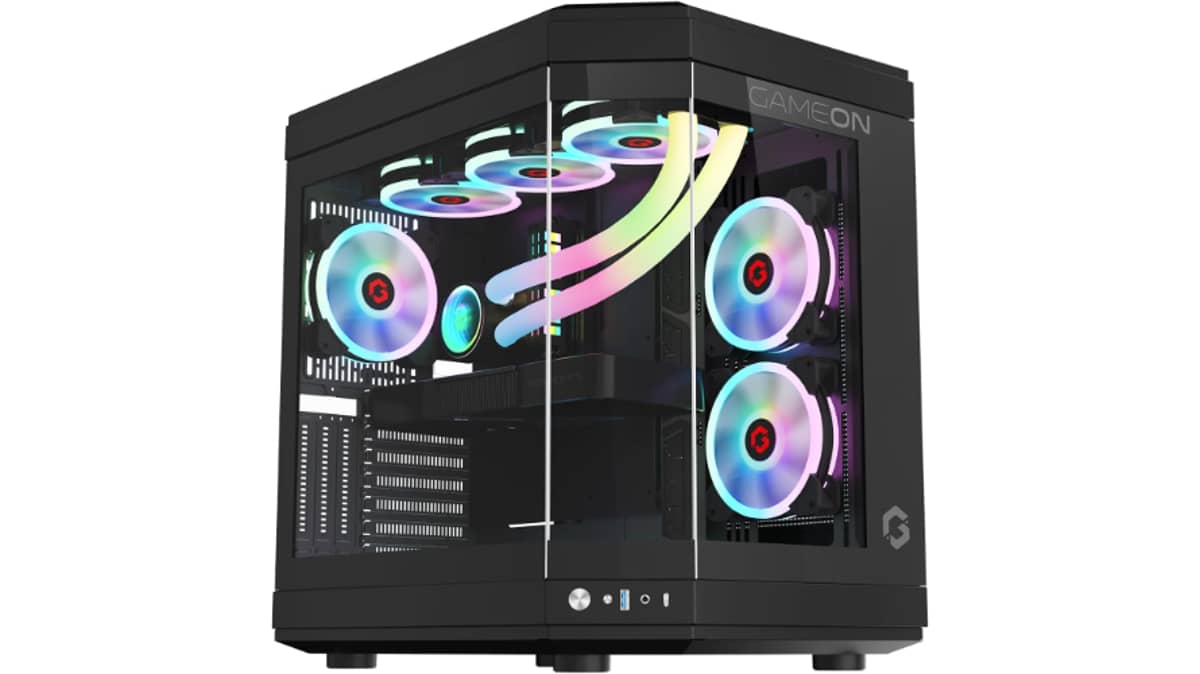 شتر gameon-vortex-arctic-series-3-fan-mid-tower-argbpwm-lighting-gaming-case-black