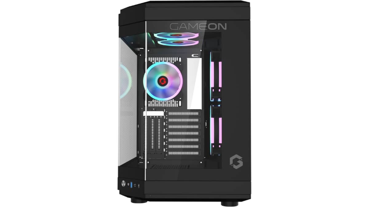 شتر gameon-vortex-arctic-series-3-fan-mid-tower-argbpwm-lighting-gaming-case-black
