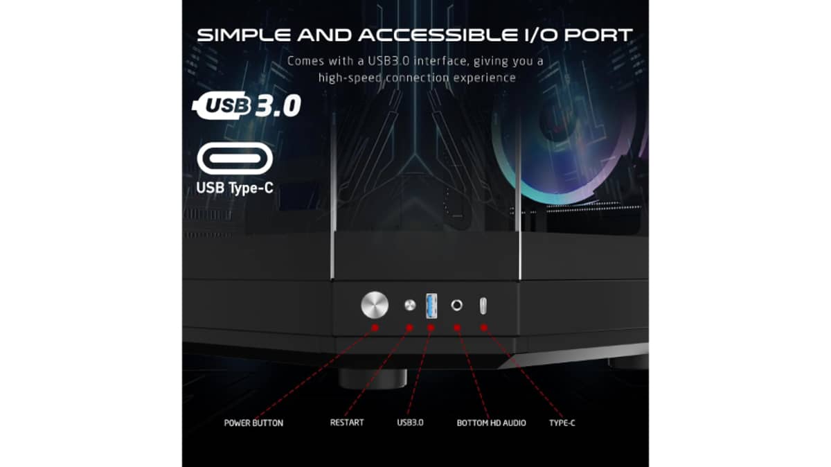 شتر gameon-vortex-arctic-series-3-fan-mid-tower-argbpwm-lighting-gaming-case-black