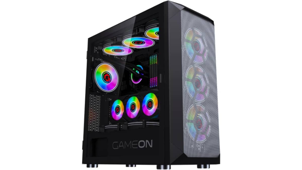 شتر gameon-emperor-midnight-series-7-fan-mid-tower-argbpwm-lighting-gaming-case-black