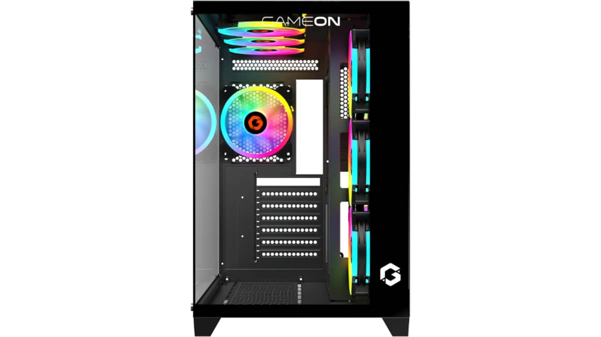 شتر gameon-emperor-midnight-series-7-fan-mid-tower-argbpwm-lighting-gaming-case-black